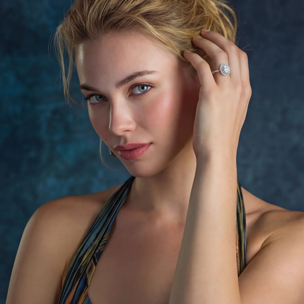 Double Halo Promise Moissanite Ring by OROPA