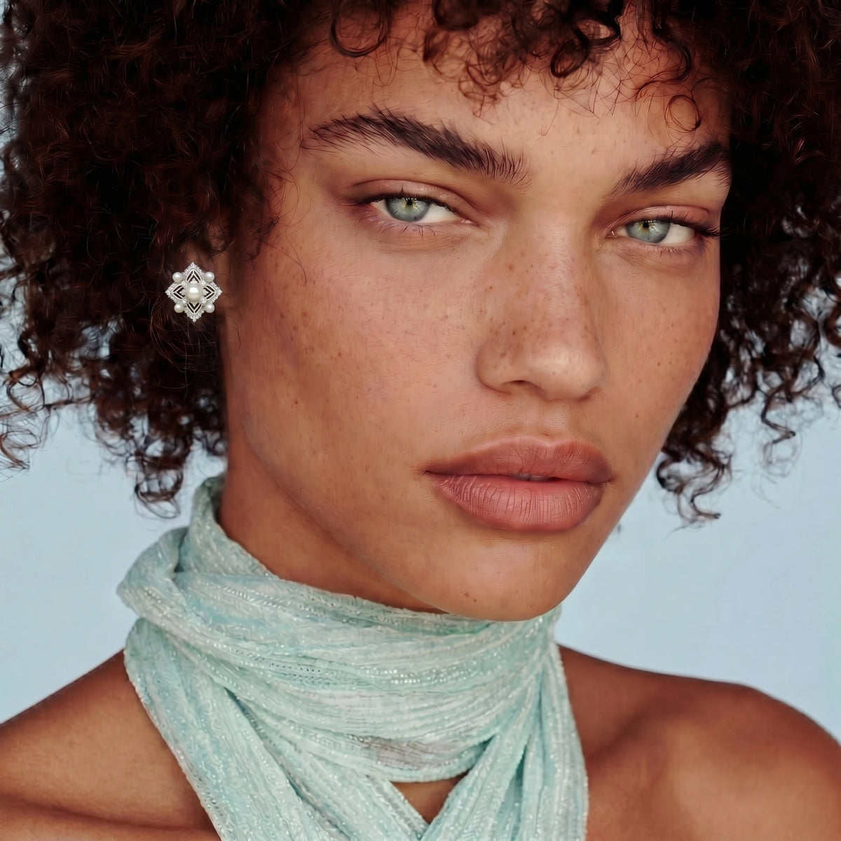 Celestial Pearl Cross Studs by OROPA