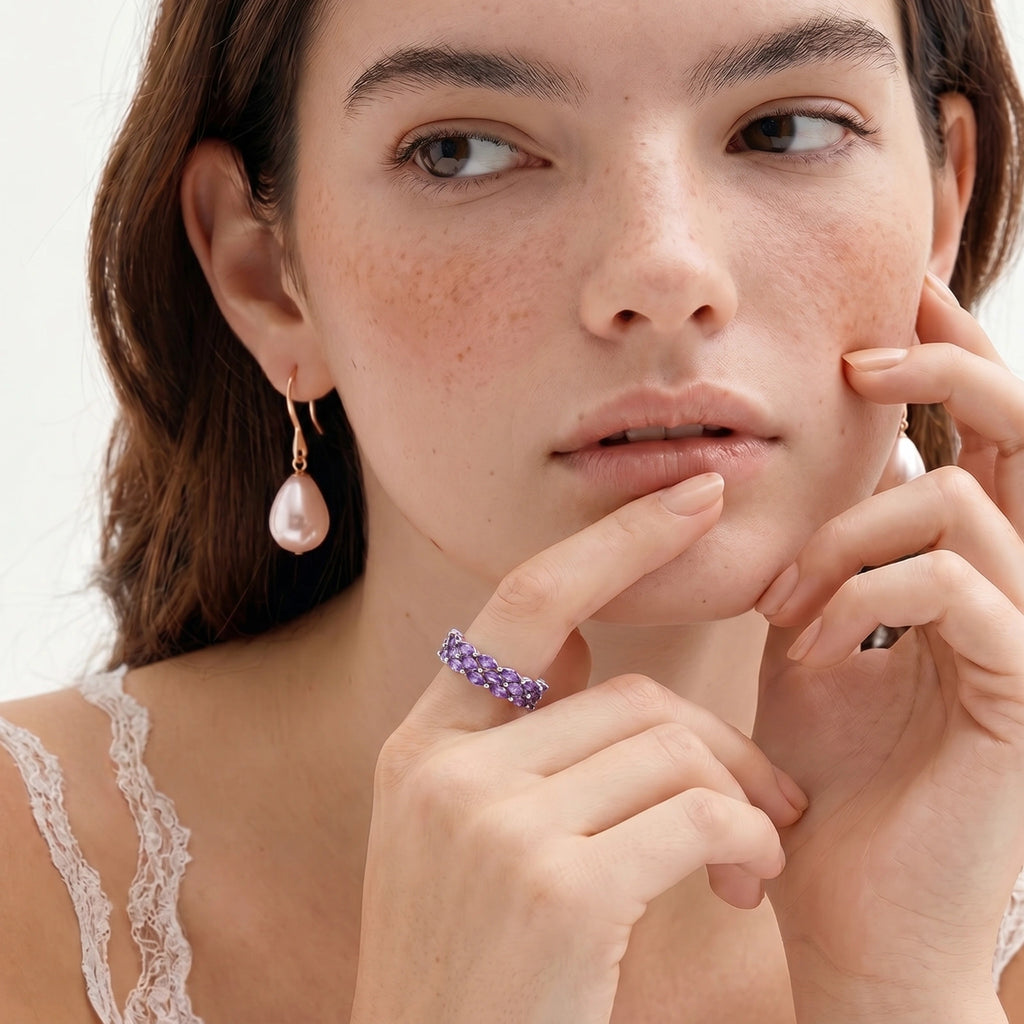 Amethyst Dreams Adjustable Ring by OROPA