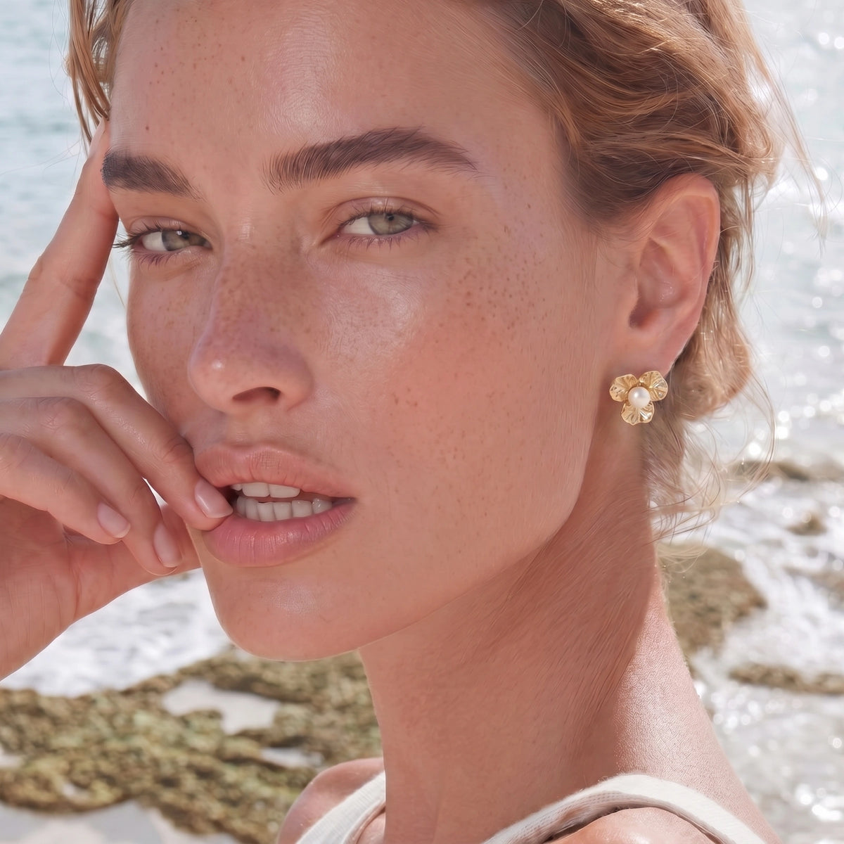 Bloom Pearl Studs by OROPA
