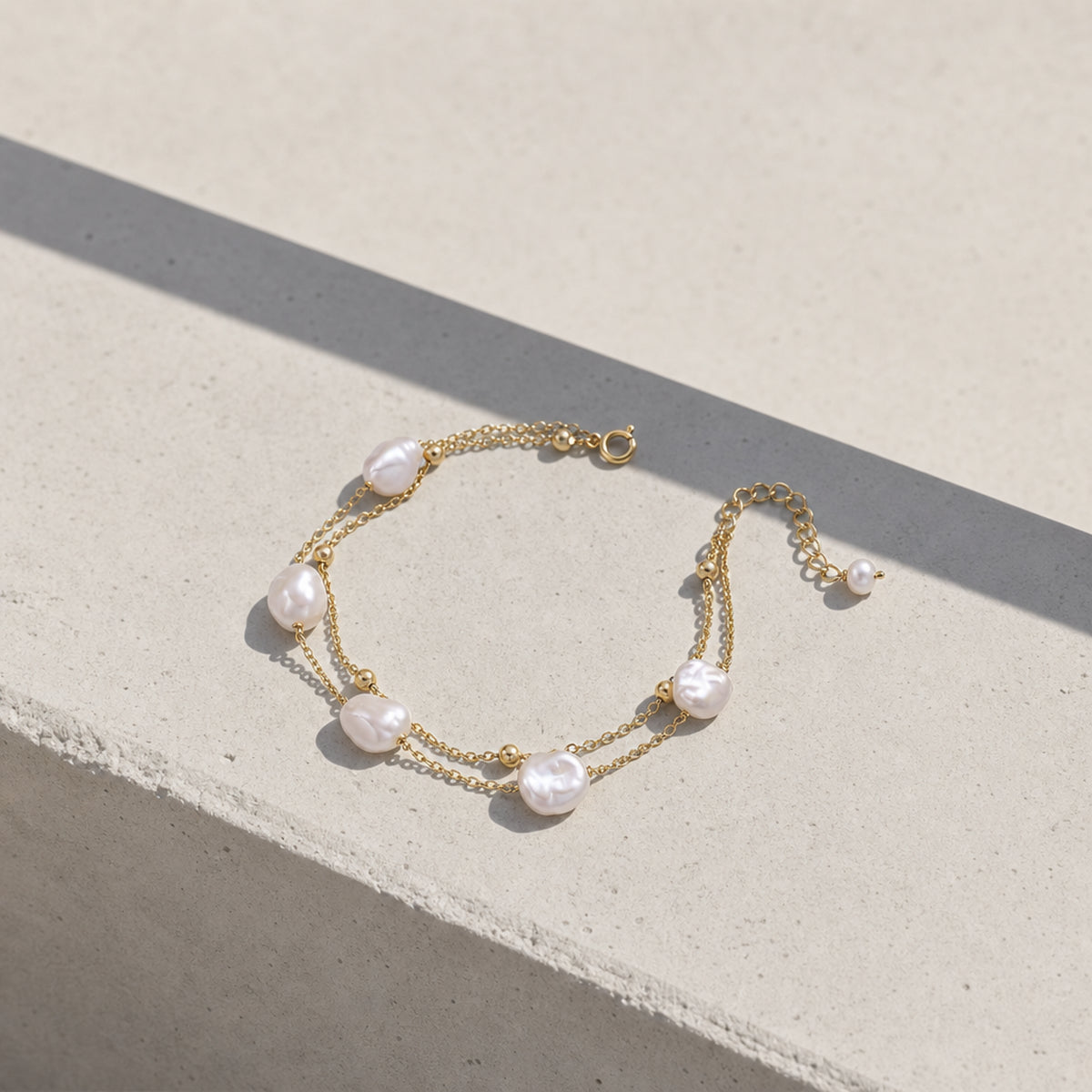 Baroque Pearl Layered Bracelet by OROPA